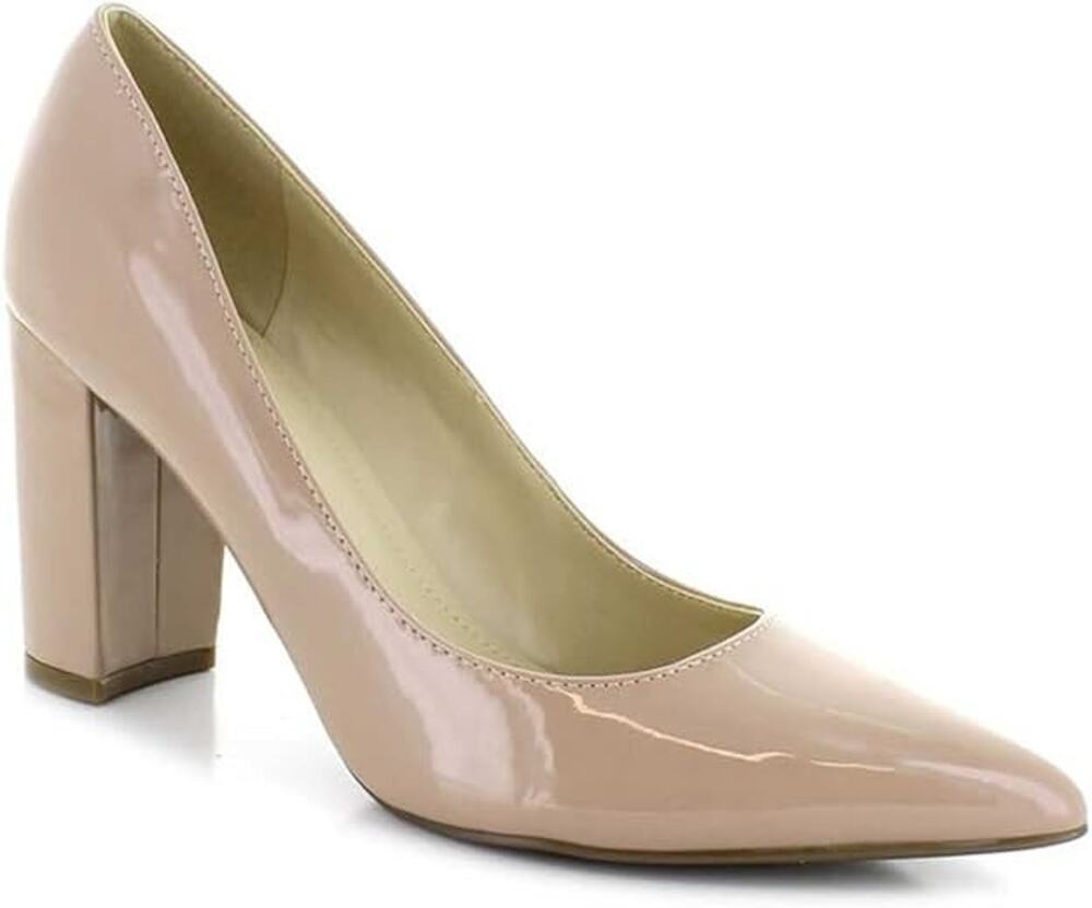 NEW Marc Fisher Size 9.5 M GILDY 3 Pointed Toe Block Heel Pumps Light Natural
